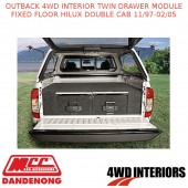 OUTBACK 4WD INTERIOR TWIN DRAWER MODULE FIXED FLOOR HILUX DOUBLE CAB 11/97-02/05